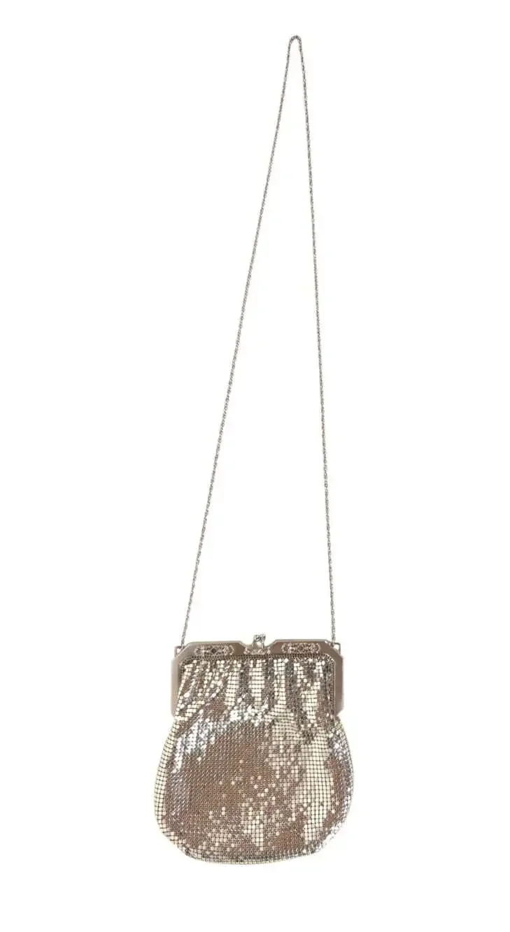 Vintage 1950s Whiting Davis Silver Metal Mesh Evening Bag Clutch